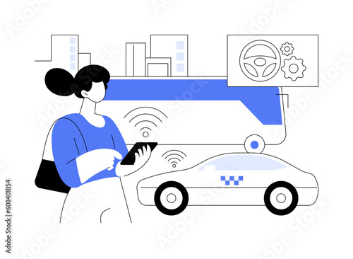 Autonomous public transport abstract concept vector illustration.