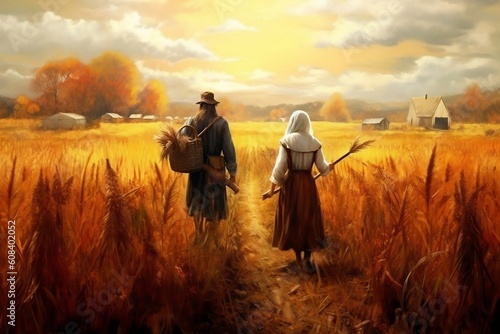 Pilgrim Fathers the first thanksgiving 