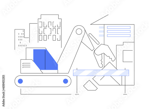 Building demolition process abstract concept vector illustration.