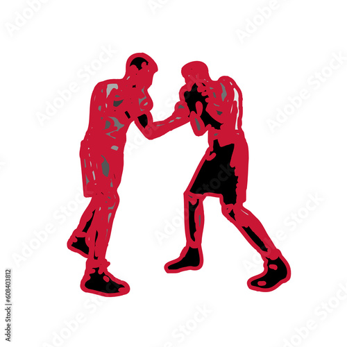 boxing sport sketch and boxing movement training with transparent background © Yuas