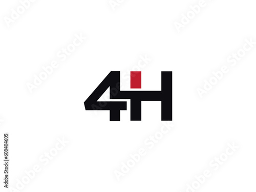 4H Letter Logo Designs, Alphabet 4h Number Logo Monogram photo