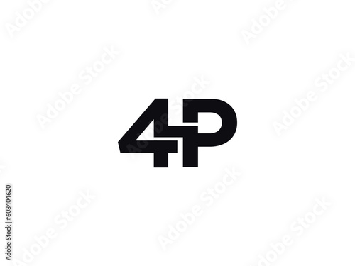 4P Letter Logo Designs, Alphabet 4p Number Logo Monogram
