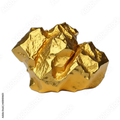 Shiny gold nugget on clear transparent background, png, Generative AI