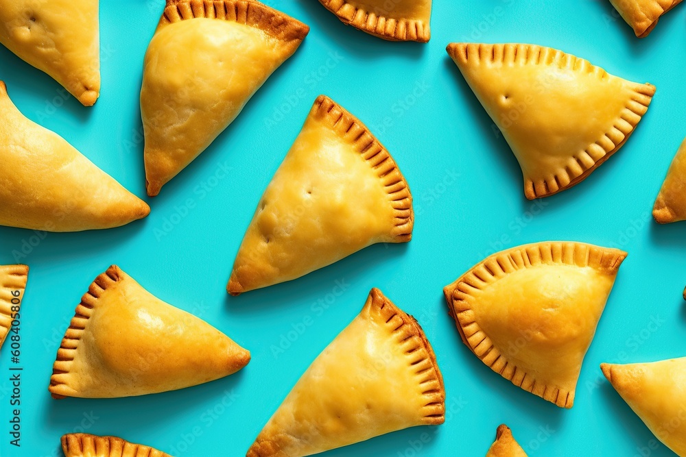 delicious empanadas on blue background delicious empanadas on blue background