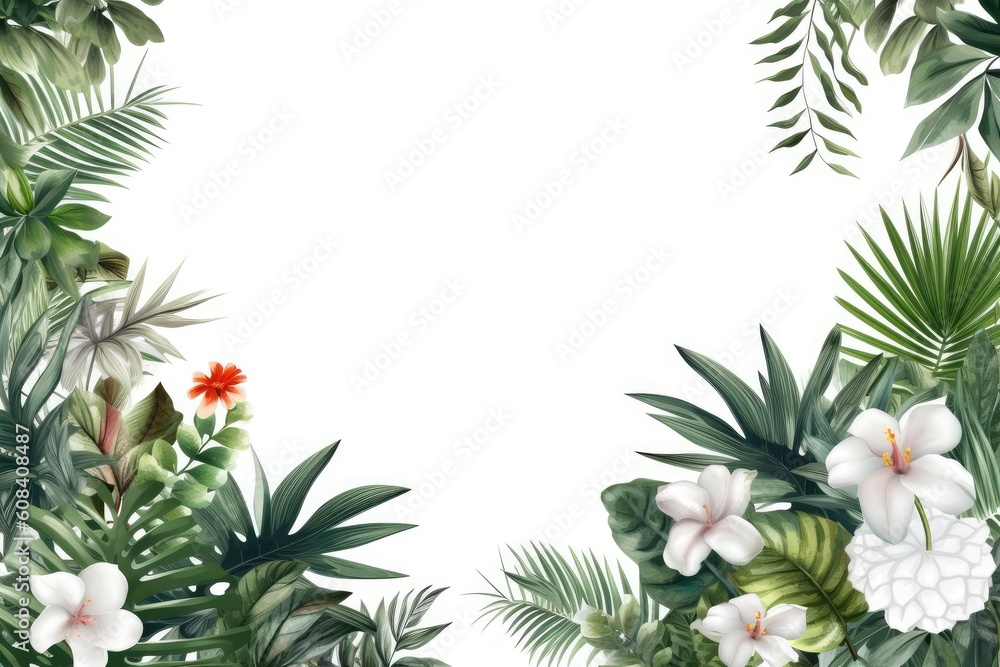 Background of tropical green leaves. Banner layout for a text field. the concept of recreation and travel. Background with tropical green leaves of monstera.. generative ai Background of tropical green leaves. Banner layout for a text field. the concept of recreation and travel. Background with tropical green leaves of monstera.. generative ai