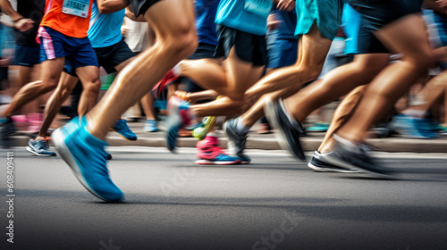 A group of people participating in a marathon