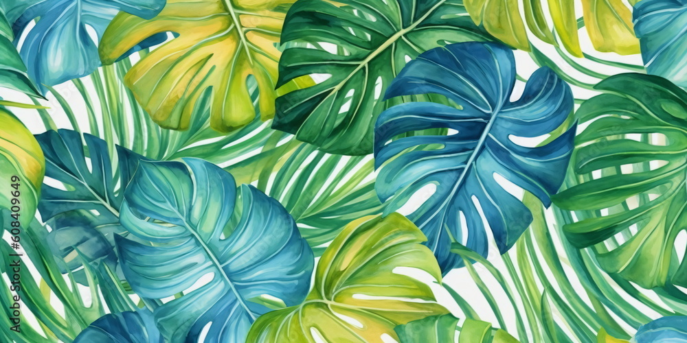 tropische Blätter im Aquarellstil mit KI erstellt tropische Blätter im Aquarellstil mit KI erstellt