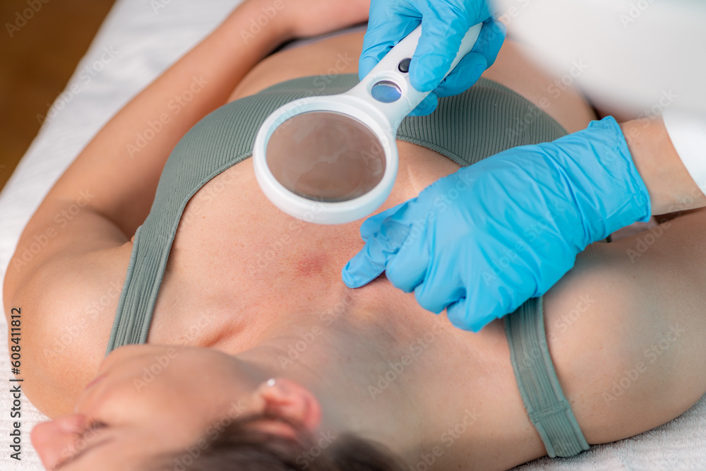 Naklejka premium Examination of Skin Lesions. Dermatologist Uncovering Insights for Diagnosis and Care.