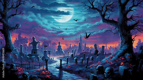 Halloween Spooky Forest. Generative ai