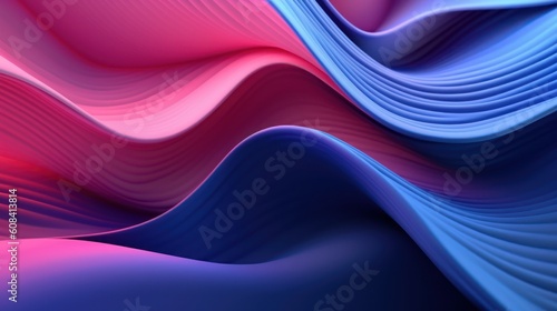 Vector blue and pink abstract background with waves and lines. Generative AI