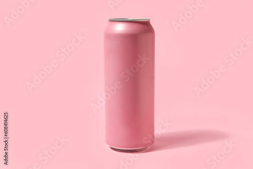Can of fresh soda on pink background