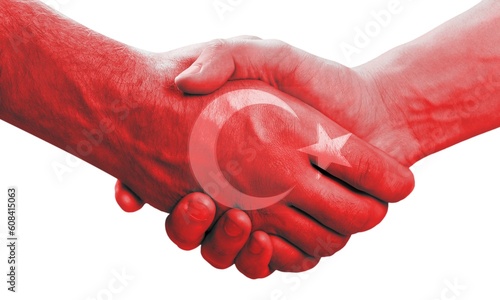 Photography Turkey Earthquake concept, shaking hands