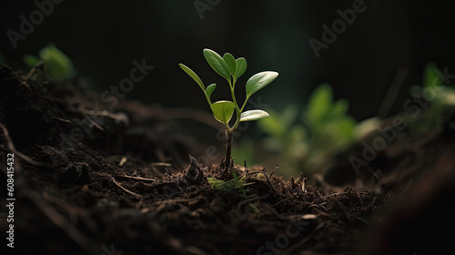 Green seedling illustrating concept of new life and beginning of fresh life