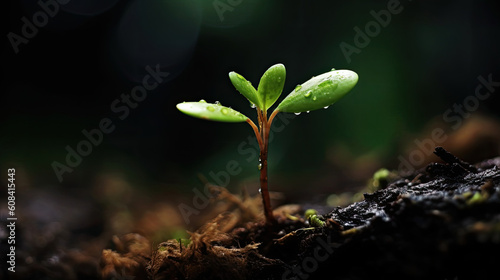 Young green plant growing in the forest. Ecology and environment concept.