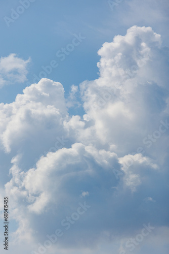 white cumulus clouds on blue sky weather and nature. rain and thunderstorm celestial bodies  screensaver background seasons. sky view