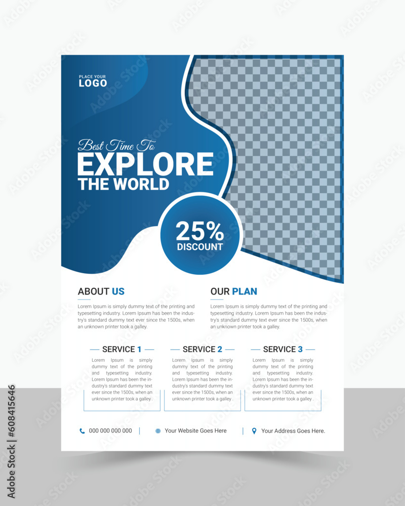 Obraz premium Travel Agency Flyer, Poster, Leaflet, Design Template, layout.