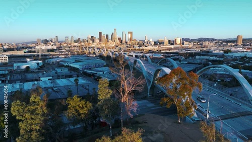 Sunrise in Los Angeles and 6th Street Bridge 01 photo