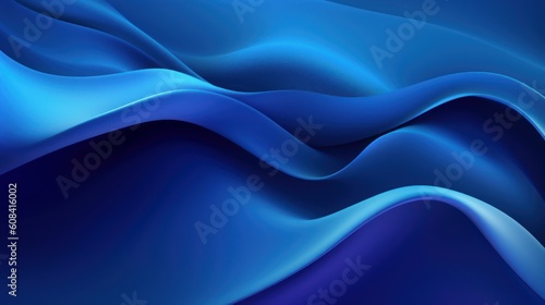 Vector blue abstract background with realistic waves and lines. Generative AI © nadunprabodana