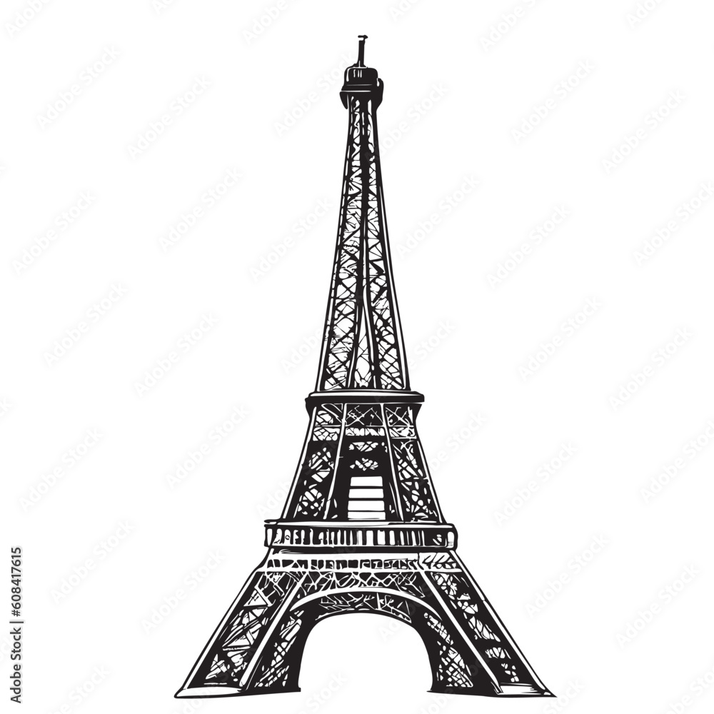 Eiffel tower abstract sketch hand drawn in doodle style illustration