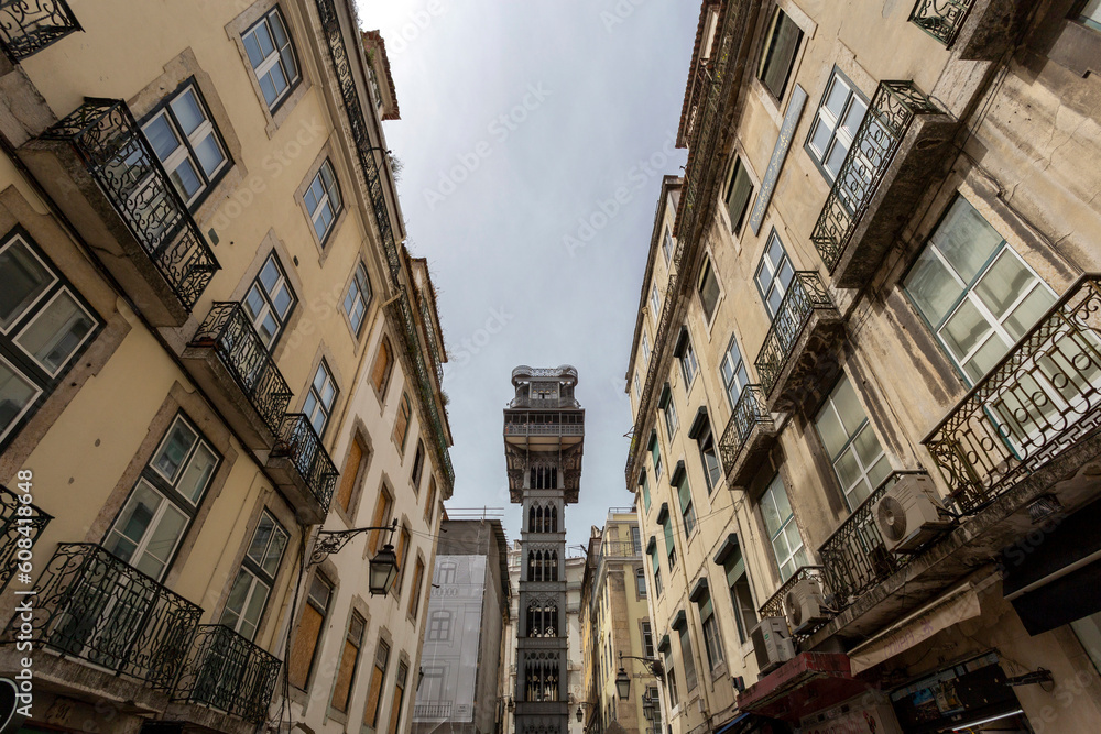 Santa Justa Lift on a summer day in Lisbon