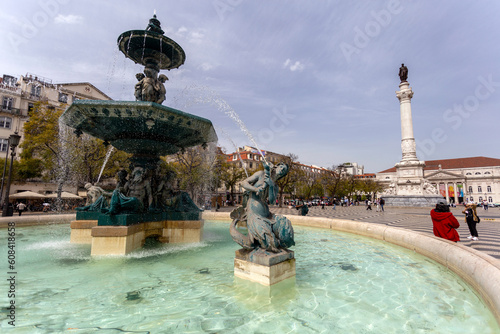 Rossio Square South Fountain Fonte Sul do Rossio in Lisbon