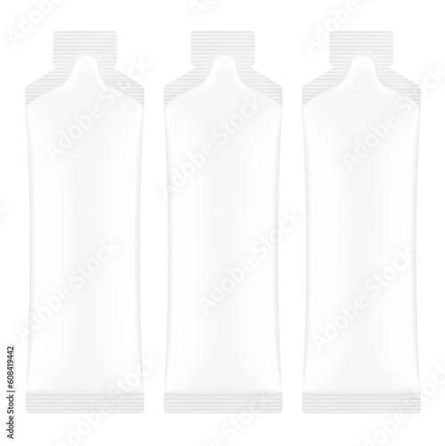 Gel sachet bar mockup set. Vector illustration isolated on white background. Easy to use for food, medicine, sport and etc. EPS10.	