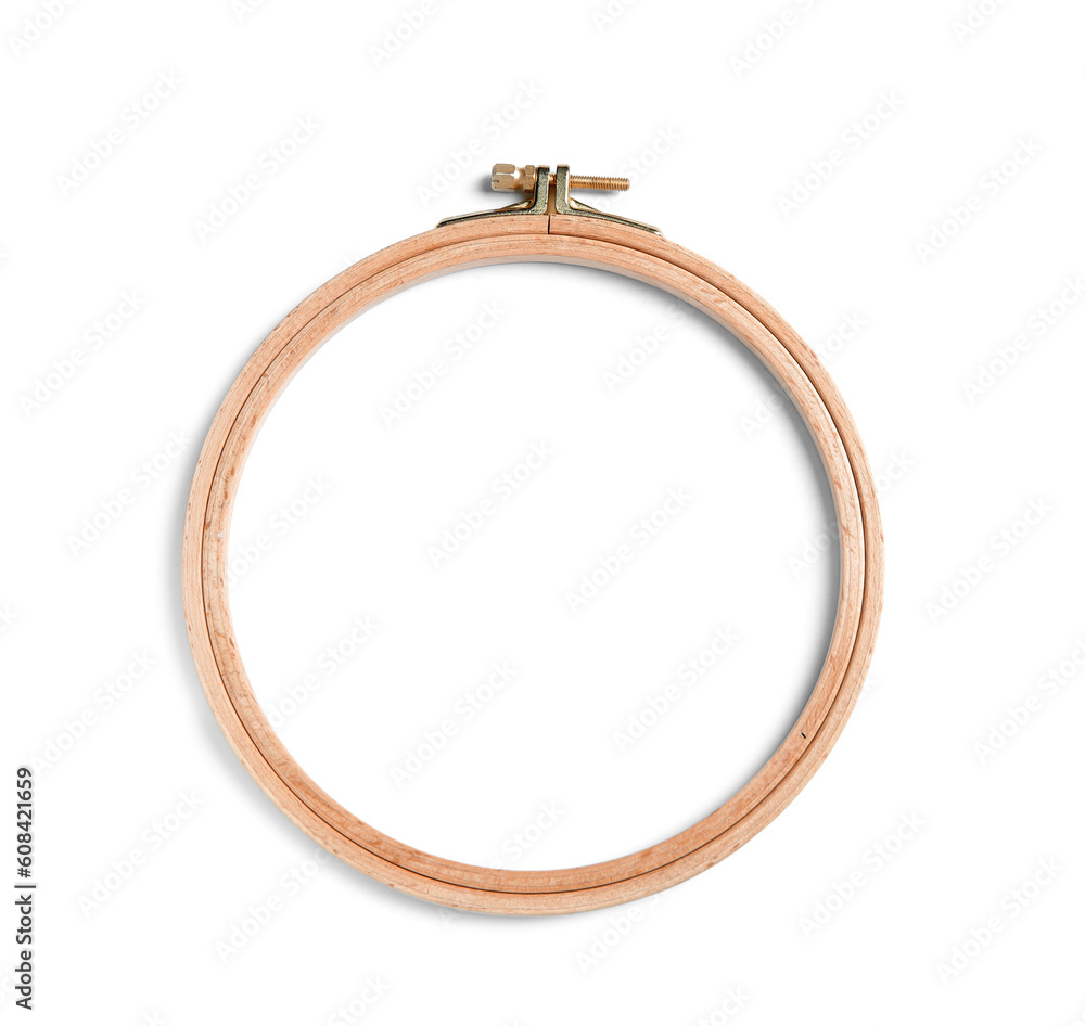 Wooden embroidery hoop isolated on white background Wooden embroidery hoop isolated on white background