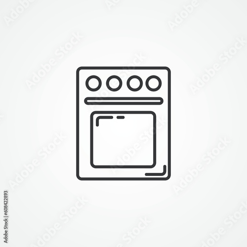 Burner stove line icon. Gas cooker. Pot fire outline icon,