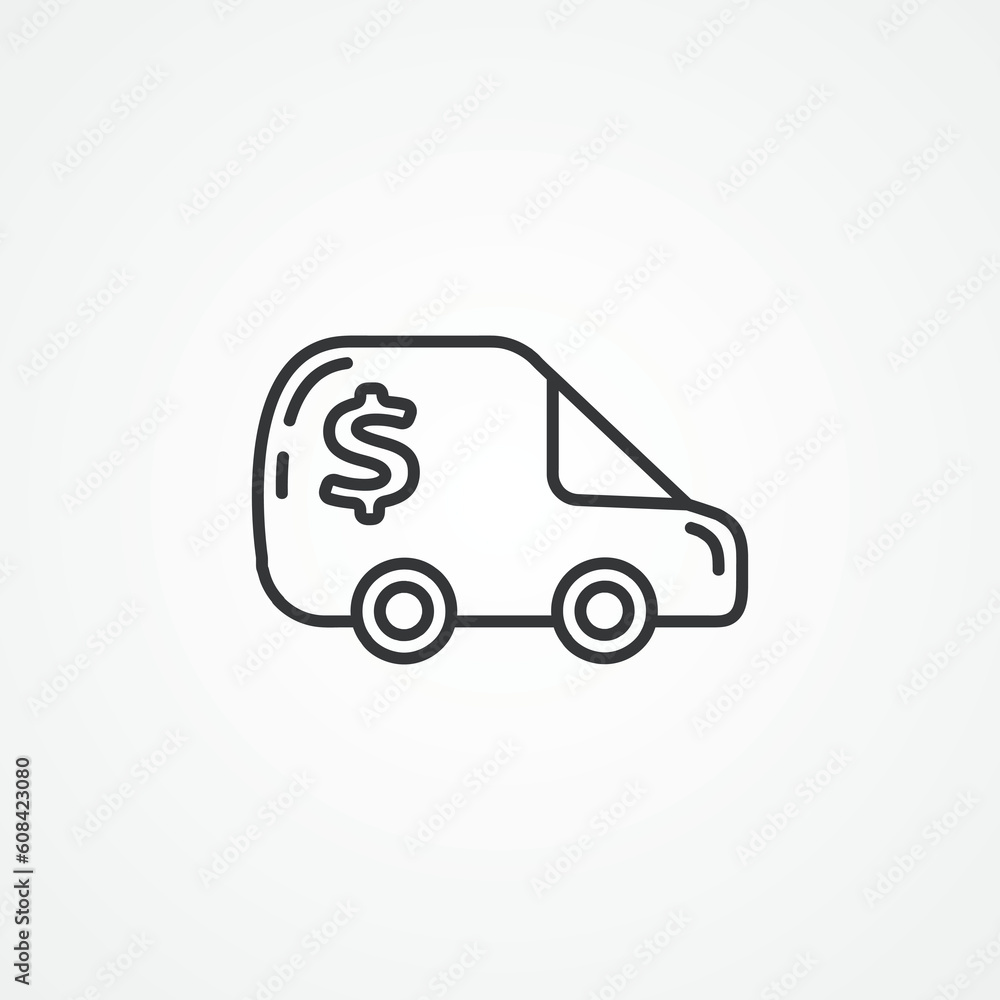 banking collector car line icon. money van outline icon. banking collector car line icon. money van outline icon.