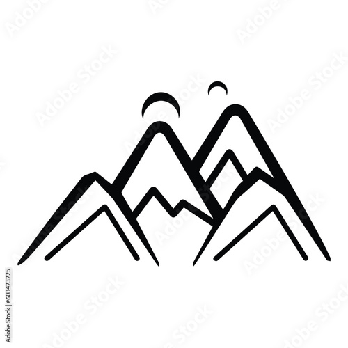 Mountains Flat Icon Isolated On White Background