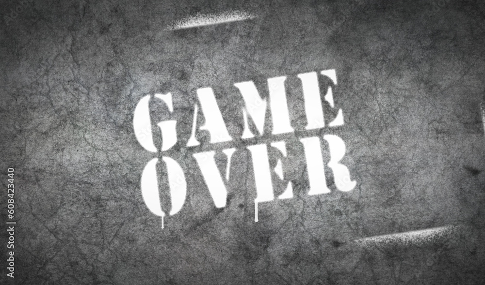 Fototapeta premium Game over sign spray painted on the concrete wall