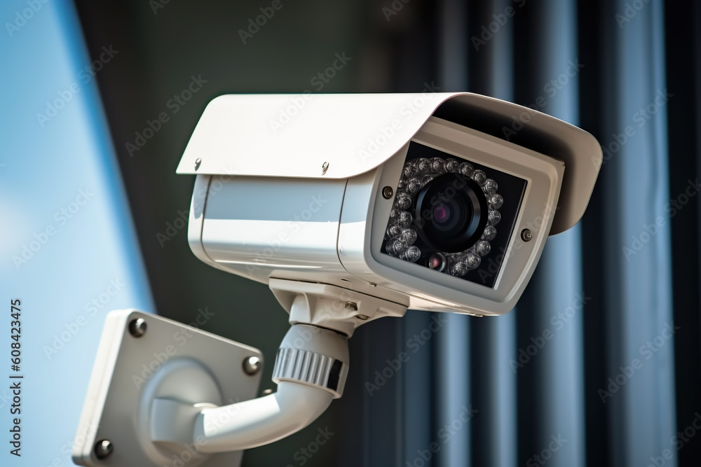 Professional outdoor security camera, modern technology security system Generative IA Professional outdoor security camera, modern technology security system Generative IA