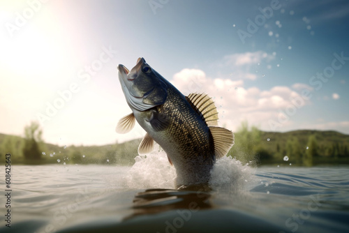 close up of a bass jumping out of the water