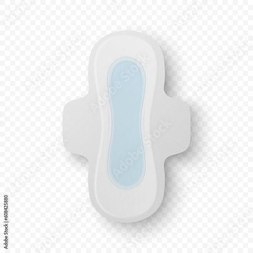 Vector 3d Realistic Menstrual Hygiene Products - Sanitary Pad Icon Closeup Isolated. Feminine Hygiene Icon - Sanitary Menstrul Pad, Design Template. Front View