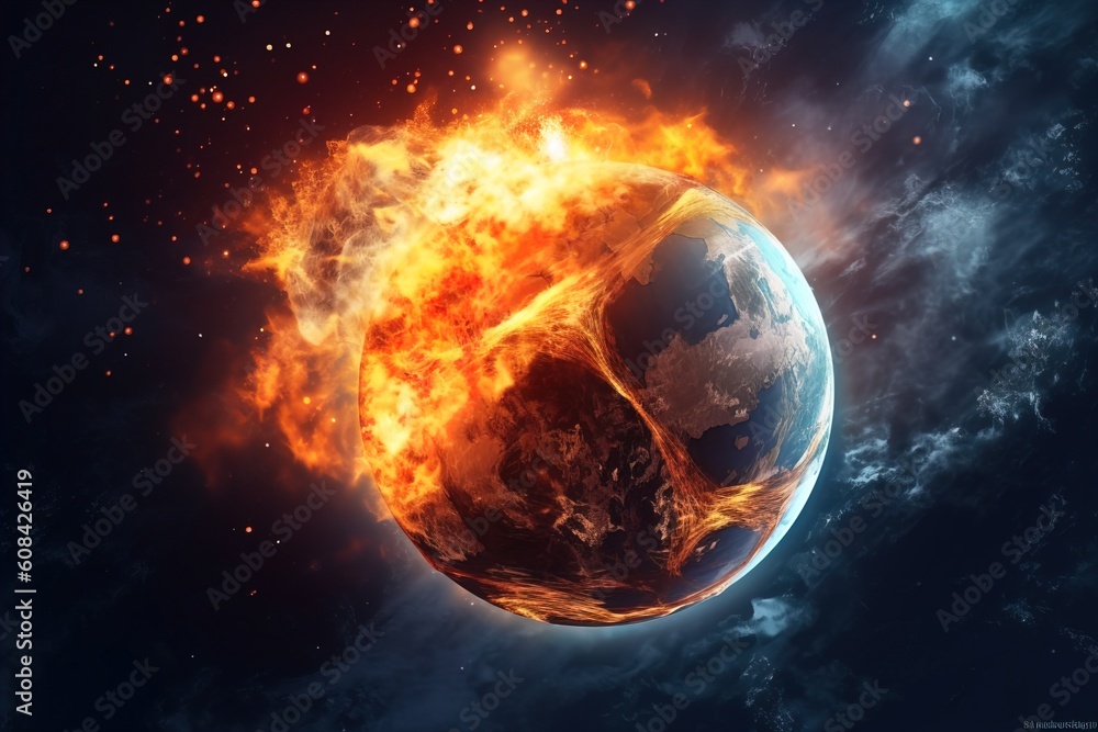 Global warming concept, Earth in flames with smoke. Global warming concept, Earth in flames with smoke.