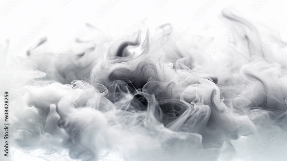 beautiful gray black smoke on a white background, generated by AI beautiful gray black smoke on a white background, generated by AI