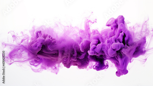 beautiful rich thick purple smoke on white background generated by AI