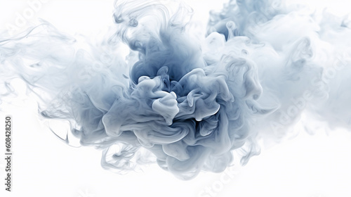 beautiful gray blue smoke on a white background, generated by AI