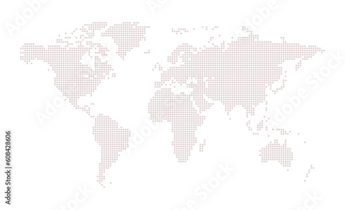 Dotted line world map, technology background 