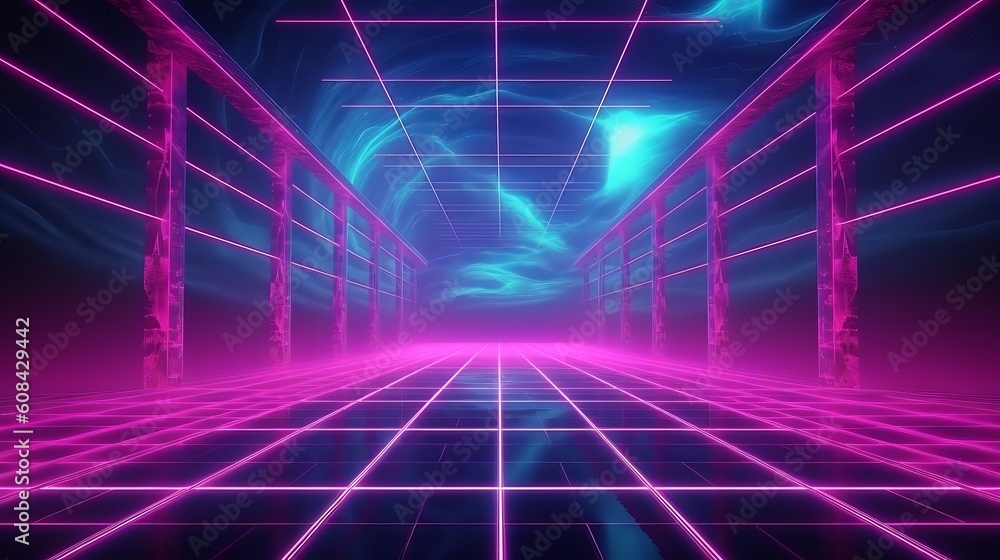 A futuristic city at night with vibrant neon lights. Generative ai A futuristic city at night with vibrant neon lights. Generative ai