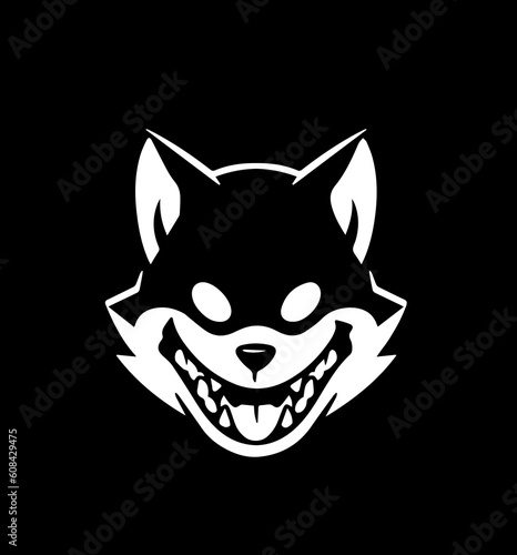 Black silhouette of the head of a cartoon dog on a white background. Vector illustration