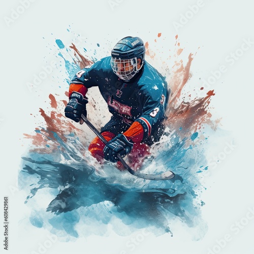 Ice hockey sports illustration - made with Generative AI tools © 4kclips