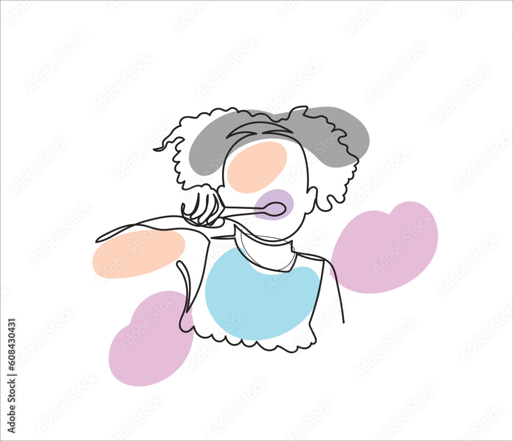 Continuous line drawing brush teeth vector illustrator Continuous line drawing brush teeth vector illustrator
