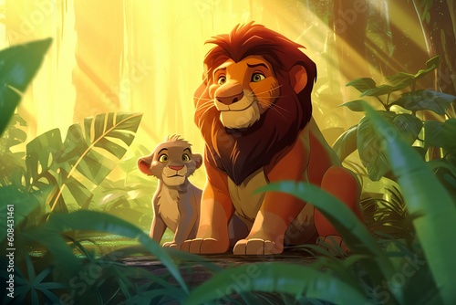 Father lion with his welp on fathers day