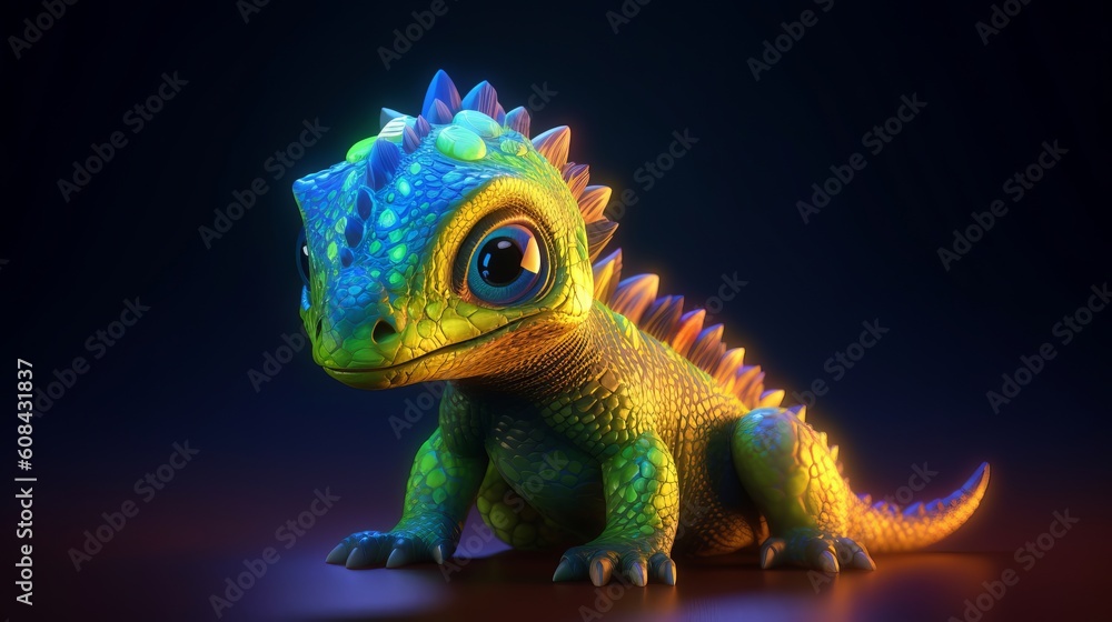 Obraz premium A colorful lizard perched on blades of grass. Generative ai