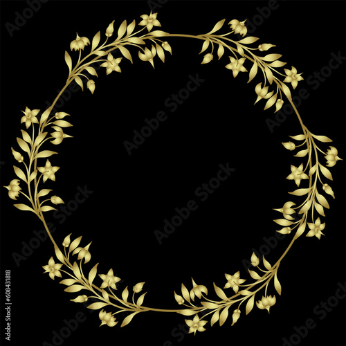 Foto Round floral frame or circular botanical border
