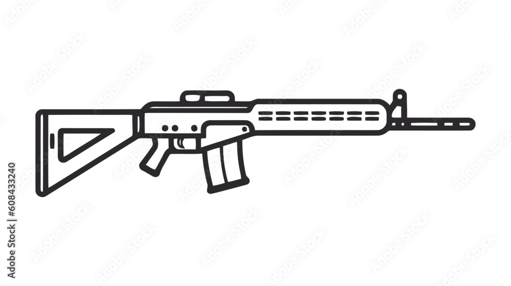 Assault rifle vector isolated on white background - Assault rifle weapon.