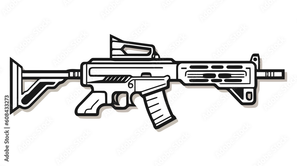 Assault rifle vector isolated on white background - Assault rifle weapon.