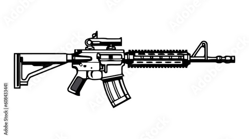 Assault rifle vector isolated on white background - Assault rifle weapon.