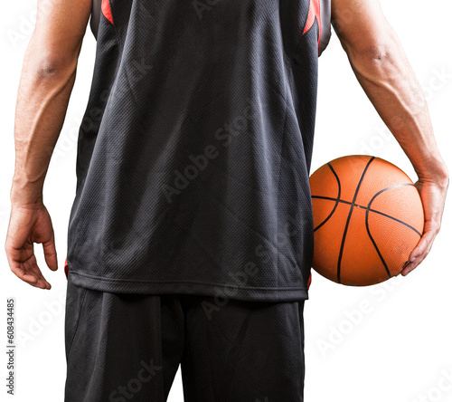 Rear View of a Basketball Player with Ball - Isolated © BillionPhotos.com
